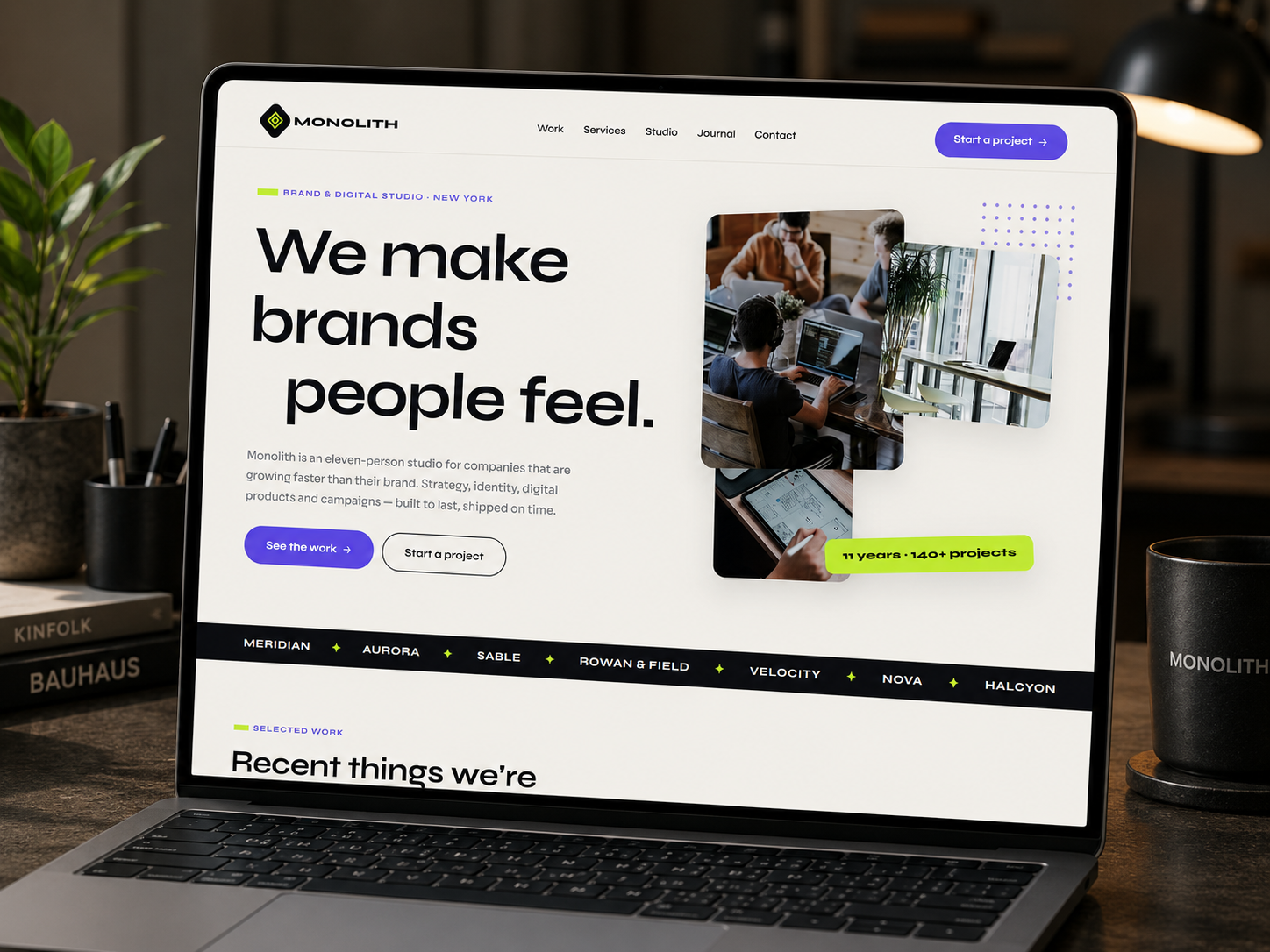 Preview of the Monolith studio website — a creative design workspace